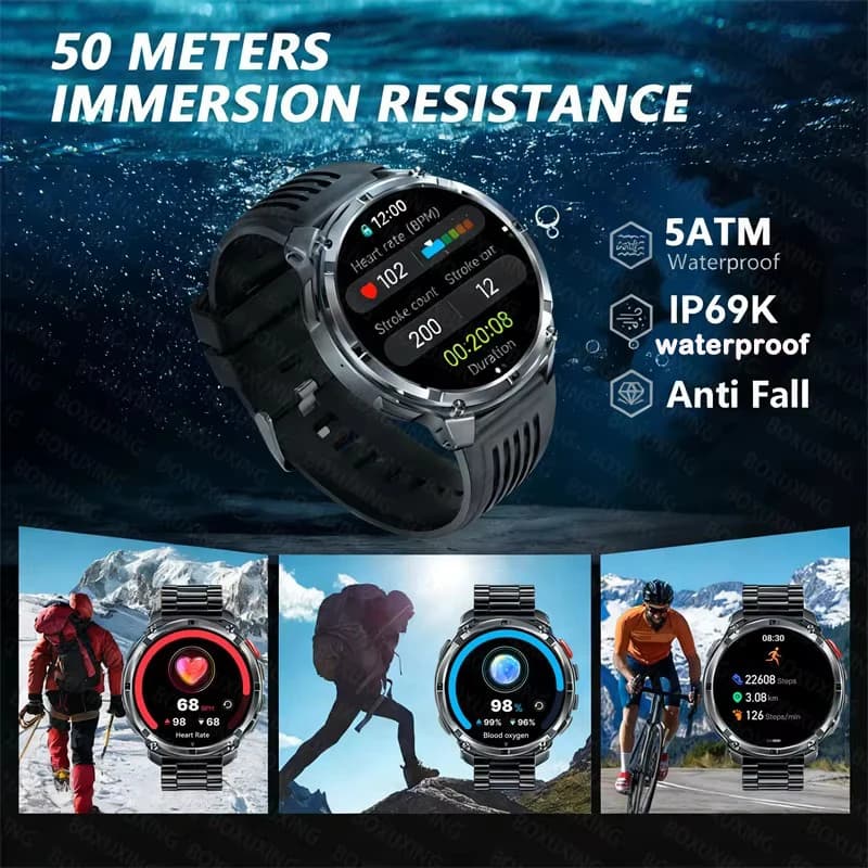 جديد T-Rex3 Ultra بطارية 1100mAh ساعة ذكية مع GPS ومسار وبوصلة ومقاومة للماء IP69K لتتبع الرياضة في الهواء الطلق وساعات ذكية عسكرية - 6