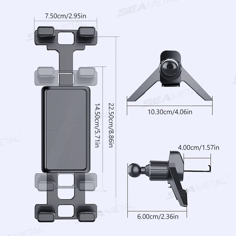 SEAMETAL Car Air Vent Tablet Holder Universal Air Outlet Phone Mount 360 Rotation Stable Phone Holder Universal for 4.7-12.9 in - 6