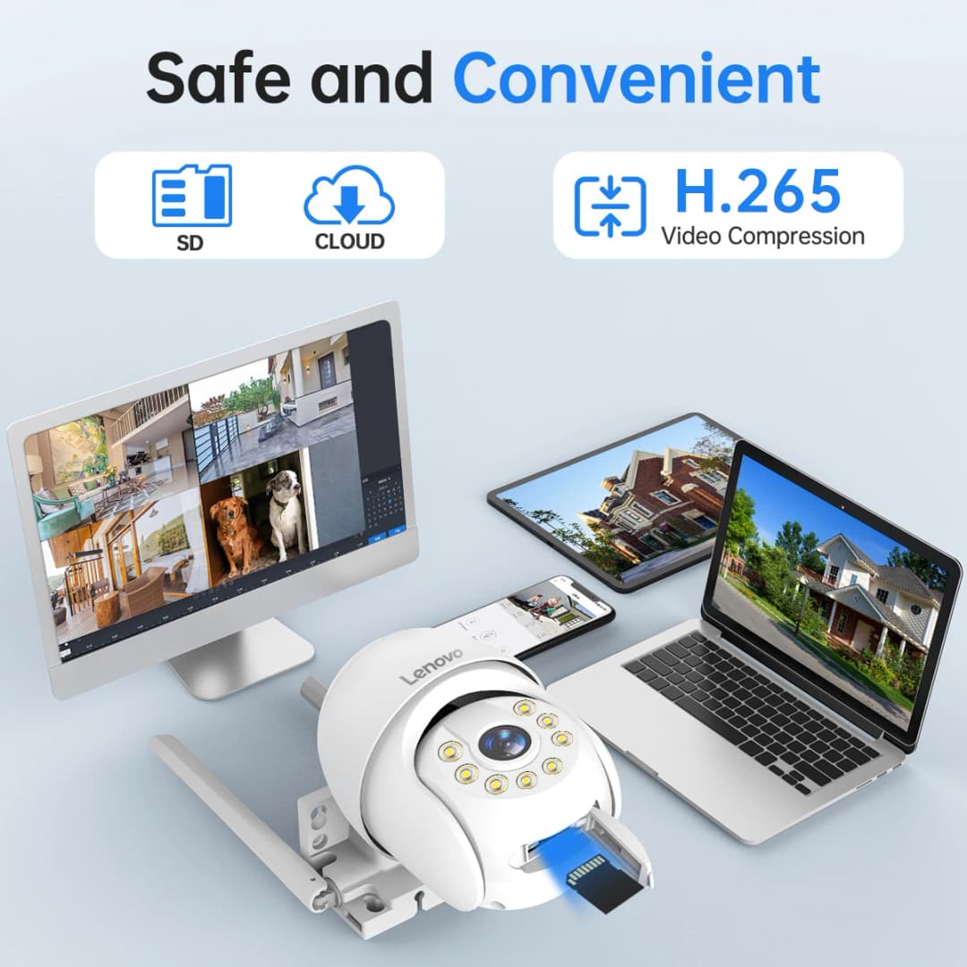 كاميرا Lenovo الذكية بتقنية Wifi PTZ بدقة 5 ميجابكسل، خارجية مع تقريب رقمي 5x، تتبع تلقائي، كاميرا مراقبة أمنية IP CCTV متوافقة مع ONVIF - 6