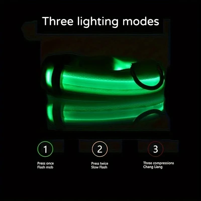 Reflective LED Dog Collar for Night Safety - Durable, Geometric Patterned, Battery-Powered, Ideal for Small/Medium Breeds - 6
