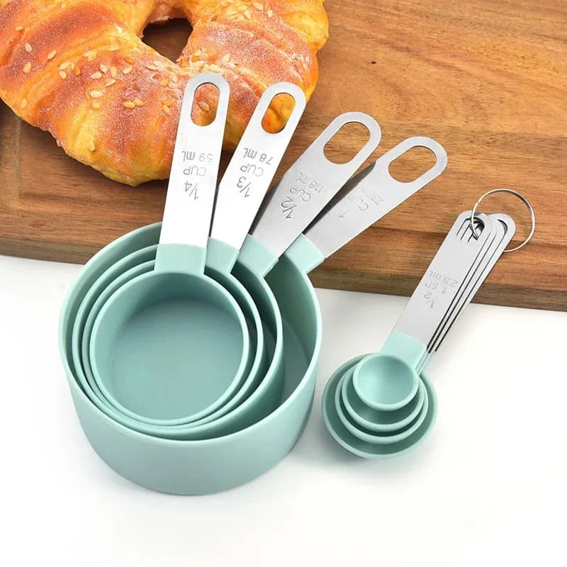 4/8PCS/Set Plastic Multi Purpose Measuring Cup Measuring Spoon Stainless Steel Handle With Graduated Measuring Baking Tools