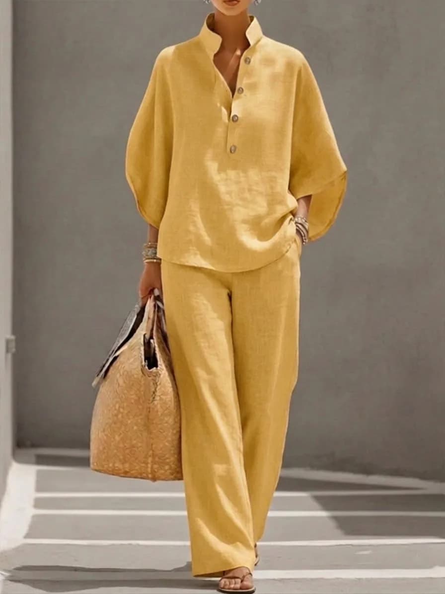 New women's shirt set button cardigan loose comfortable casual versatile women's set