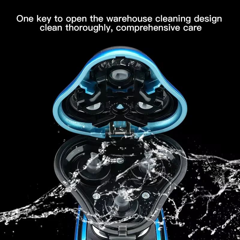 ماكينة حلاقة كهربائية دوارة شفرة كهربائية لتشذيب اللحية قابلة للشحن آلة قص الشعر مقاومة للماء للرجال - 4