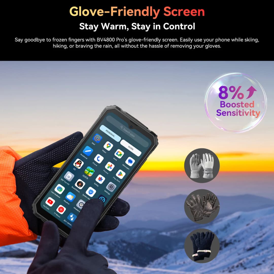 هاتف ذكي متين Blackview BV4800 PRO، شاشة 6.56 بوصة IPS، ذاكرة رام 4 جيجابايت، ذاكرة داخلية 128 جيجابايت، كاميرا 13 ميجابكسل، بطارية 5180 مللي أمبير، نظام أندرويد 14، يدعم NFC - 6