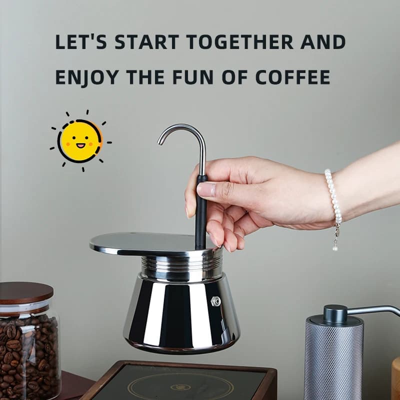 1/4 Cups Mini Espresso Machine One Pipe Fountain Mini Stainless Steel Tube Moka Pot Espresso Coffee Maker - 2