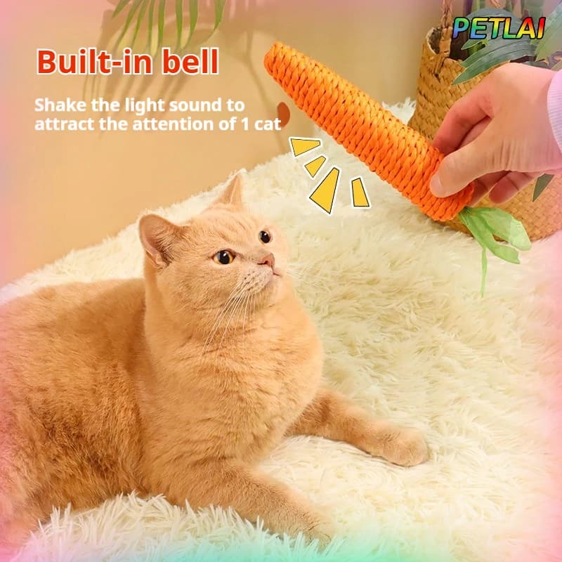 Cat Carrot toy teeth grinding toy Hemp rope Interactive Chew Proof pastime Teething Toy Cute Kitten Scratching Fun Entertainment - 4