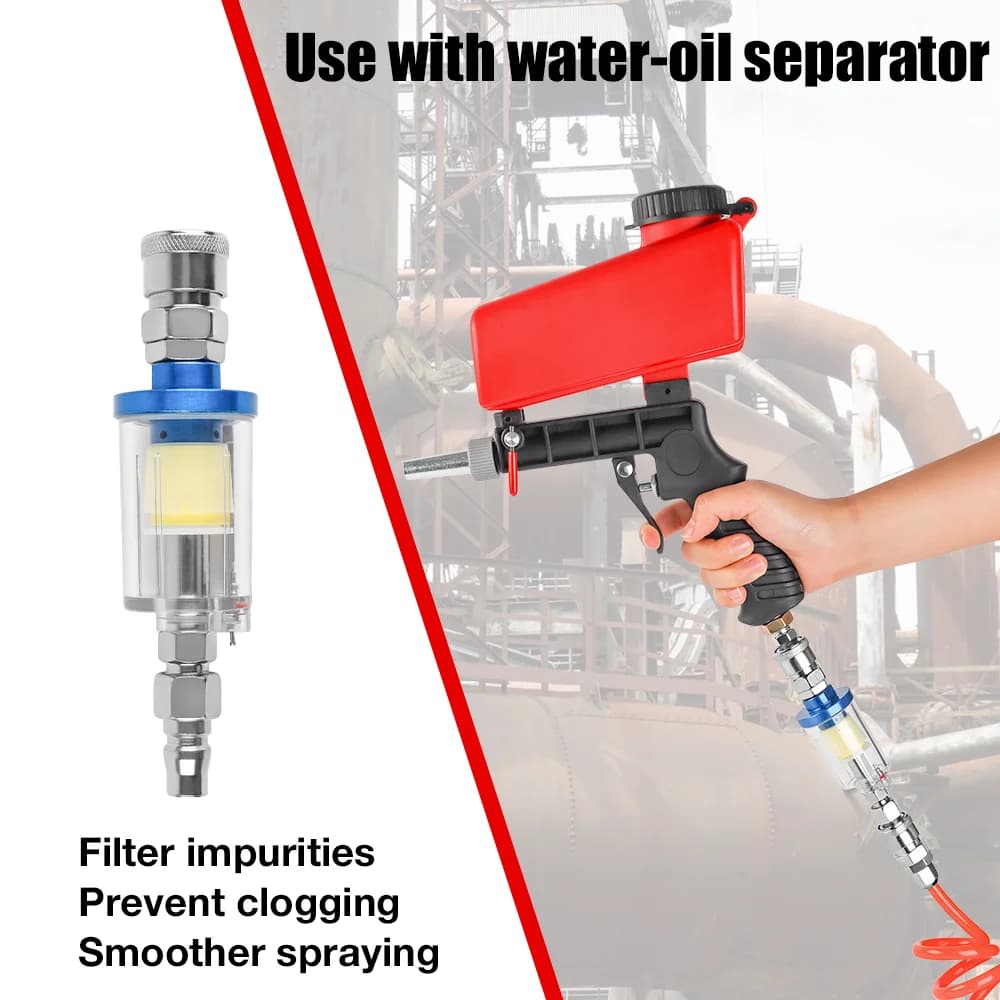 مسدس السفع الرملي قابل للتعديل، آلة السفع الرملي المنزلية المحمولة 90 رطل لكل بوصة مربعة، مجموعة مسدس السفع الرملي الصغيرة المحمولة باليد، أدوات تعمل بالهواء المضغوط - 5