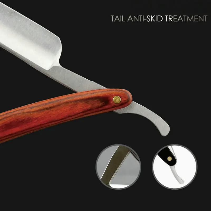 شفرة حلاقة مستقيمة فاخرة من الفولاذ المقاوم للصدأ: حادة، قابلة للطي، شفرة حلاقة يدوية احترافية لدقة حلاقة اللحية - 5