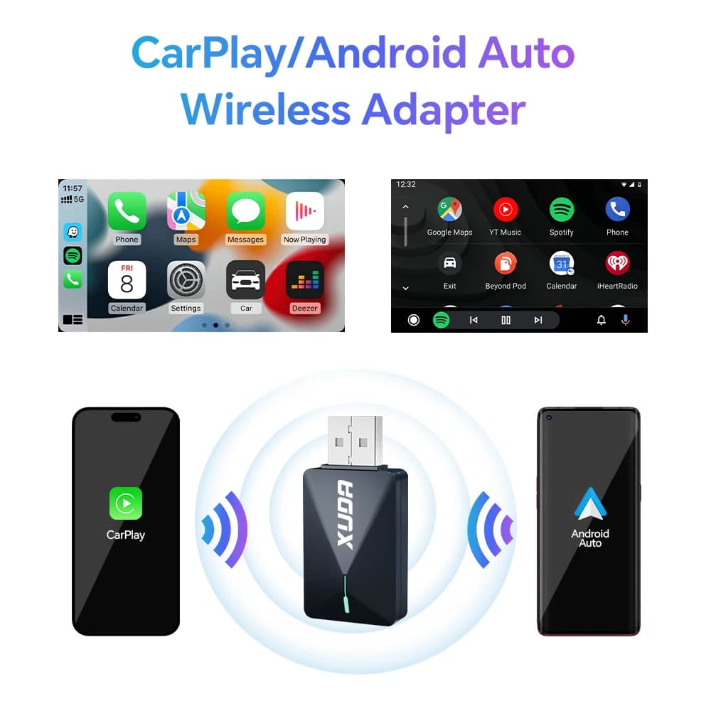 XUDA 2025 Wireless 2IN1 CarPlay Android Auto Wireless Mini Box Adapter Smart Plug And Play Dongle Bluetooth WiFi Fast Connect - 5