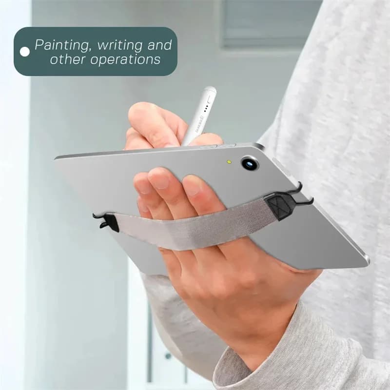 حامل كمبيوتر لوحي مع حزام يد من الجلد العام، مقبض آمن لآيباد/شاومي/سامسونج 10.2-11 بوصة - 4