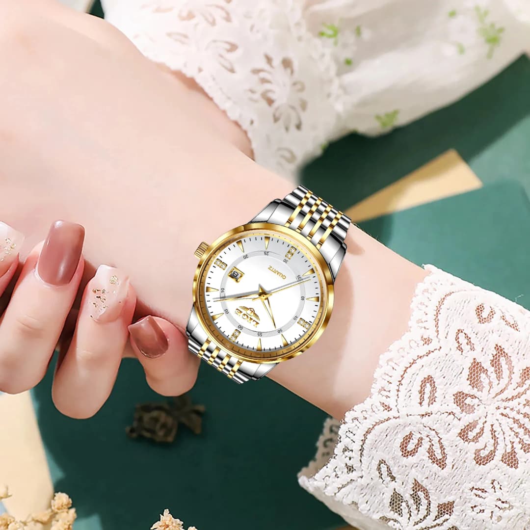 ساعات LIGE الجديدة للنساء، ساعة سوار فاخرة مقاومة للماء، ساعة كوارتز مع تاريخ - 5