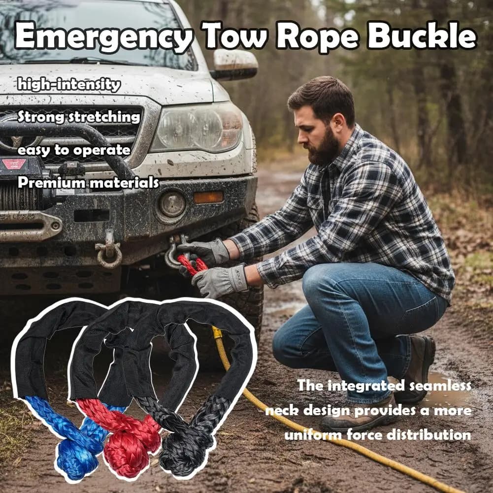 55000lbs Winch RopeSynthetic Soft Shackle Recovery Set Rugged Shackles With Protective Sleeve for Truck Vehicle Recovery