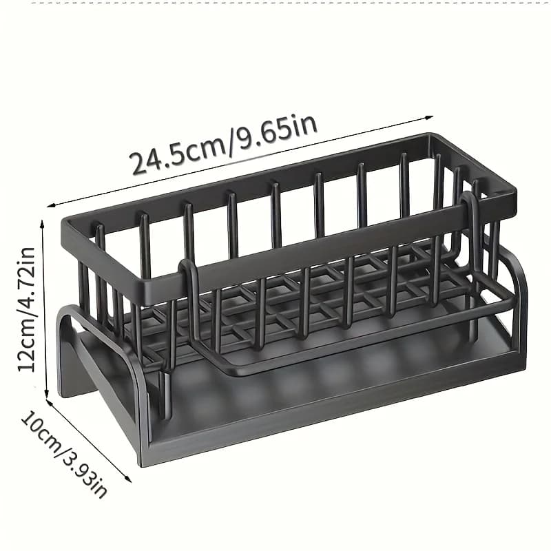 1 Set Durable Sponge Drain Rack Dish Box Kitchen Organizer with Brush Detergent Holder Sink Faucet Rack for Home Bathroom - 2