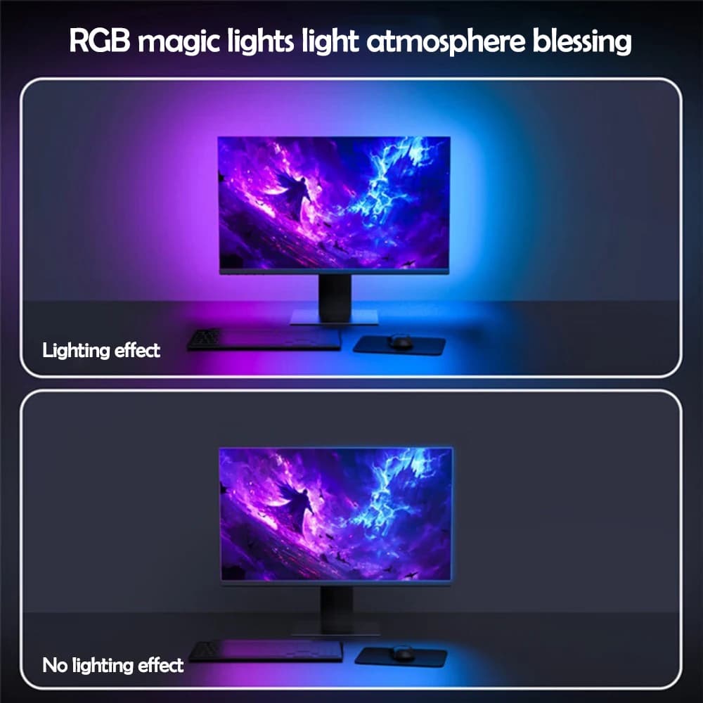 RGB Game Ambient Sync LED Light Strip Computer Monitor Display Backlight DIY Color Pickup Light Smart Gaming Room Decor - 5
