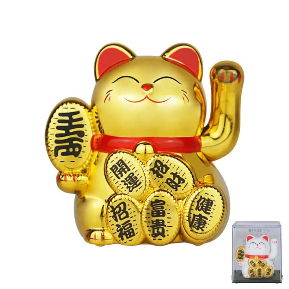 2inch Solar Powered Maneki Neko Lucky Cat  For Home Office Car Decoration Birthday Gift Welcoming Waving Hand Beckoning Fortune - 3