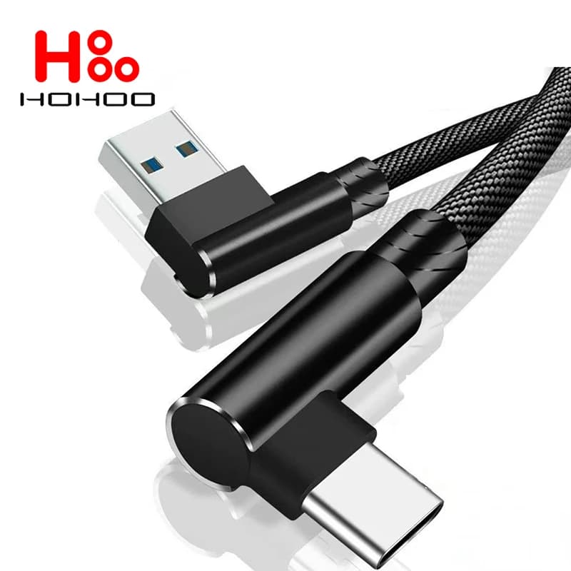 كابل USB Type C بقوة 5A بزاوية 90 درجة لهواتف Xiaomi Redmi، كابل شحن سريع لهواتف Honor وHuawei Mate وOneplus وRealme