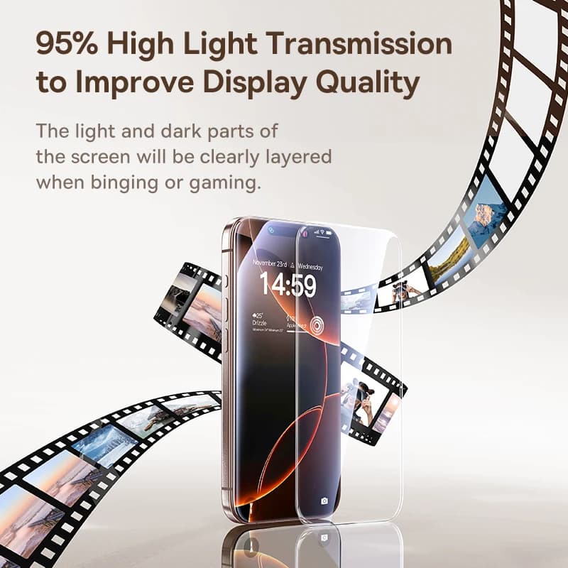 زجاج مقسى كامل الرؤية من Baseus بسماكة 0.3 ملم لهاتف iPhone 17 و16 Pro Max واقي شاشة لهاتف iPhone 17 Air و15 و14 و13 Pro Max مضاد للغبار - 5
