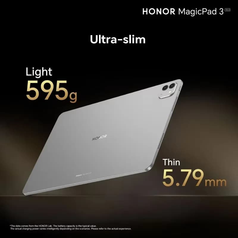 جهاز HONOR MagicPad 3 اللوحي الإصدار العالمي 13.3 بوصة بشاشة حماية العين 165 هرتز ومعالج سنابدراجون 8 الجيل 3 وبطارية طويلة الأمد 12450 مللي أمبير في الساعة - 2