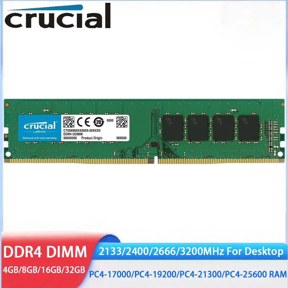 Crucial Memoria RAM DDR4 8GB 4GB 32GB 16GB 3200MHz 2133 2400 2666MHz PC4-19200 21300 288Pin Desktop Memory DIMM For Intel AMD