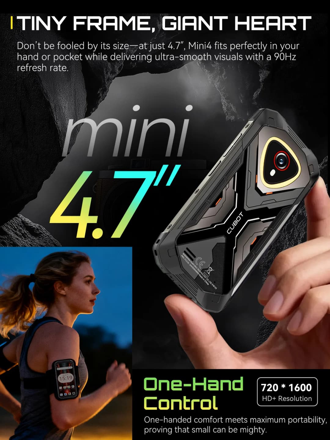 هاتف ذكي صغير كوبوت KingKong MINI 4 بنظام Android 15، شاشة 4.7 بوصة بمعدل تحديث 90 هرتز، بطارية 4700 مللي أمبير، ذاكرة تصل إلى 20 جيجابايت رام + 256 جيجابايت، يدعم NFC - 3