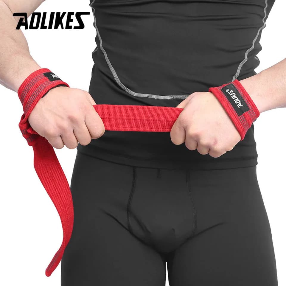 AOLIKES-أشرطة اللياقة البدنية القابلة للتعديل من السيليكون المضادة للانزلاق ، قطن تدريب الدمبلز ، رفع الأثقال ، دعم المعصم ، دعامة ، زوج واحد - 3