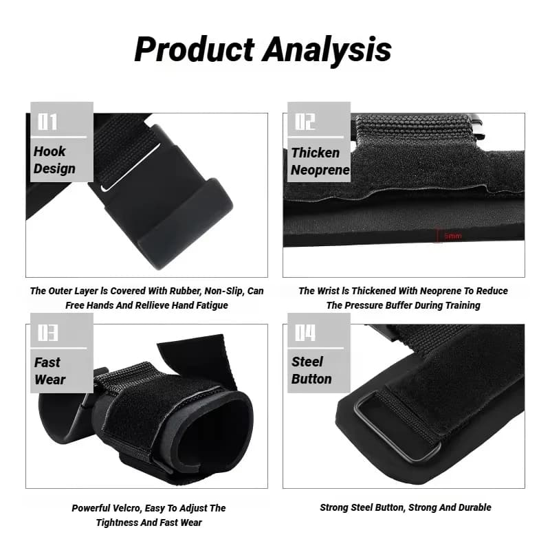 2Pcs Non-Slip Weight Lifting Hookspremium Pair Of Straps Weightlifting Deadlift Chin Pull Up And Exercise Fitness Hook Training - 4