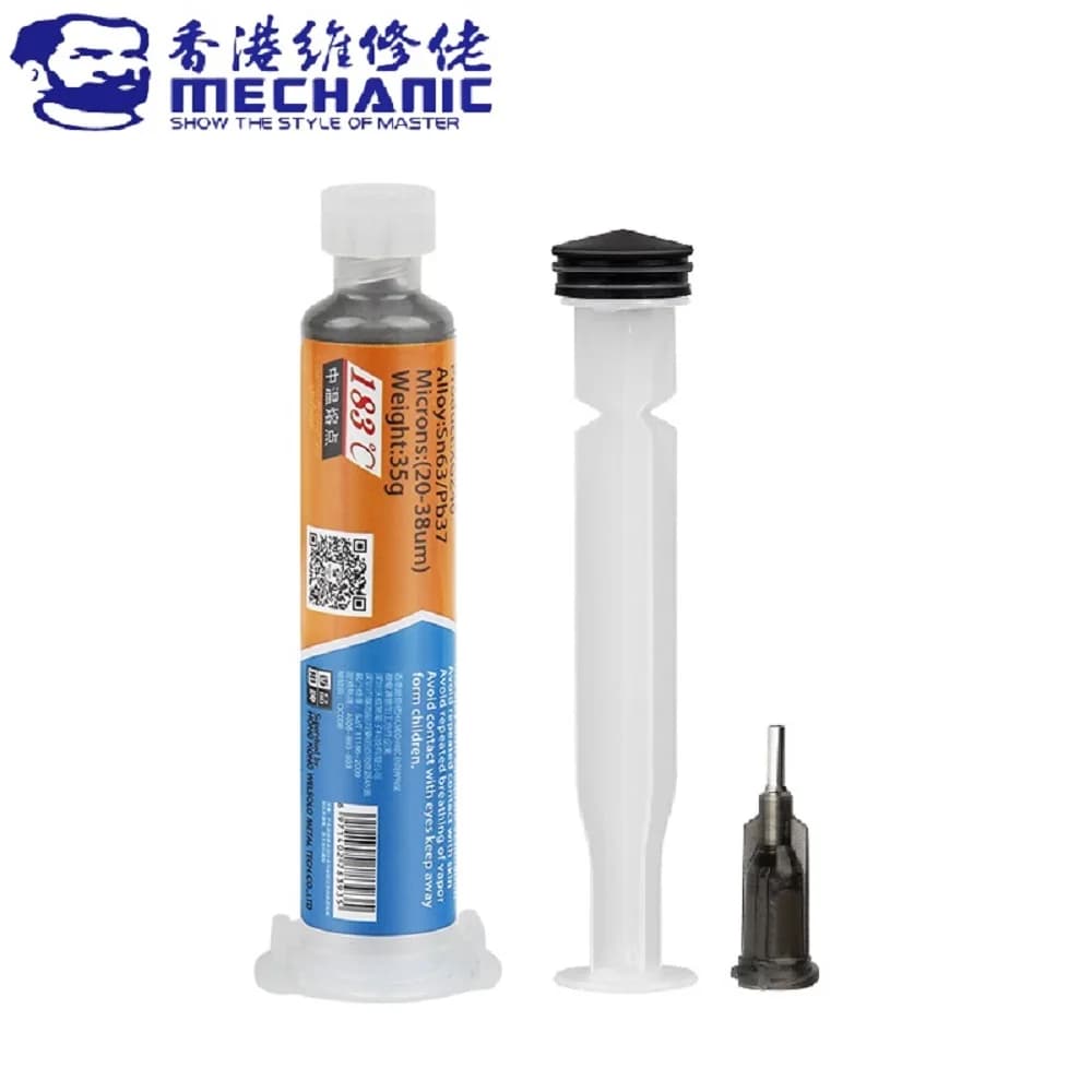 MECHANIC XGZ40 معجون لحام قصدير 10cc، نقطة انصهار 183℃، حقنة لحام، تدفق لحام متقدم لإصلاح لوحات PCB ورقائق SMD