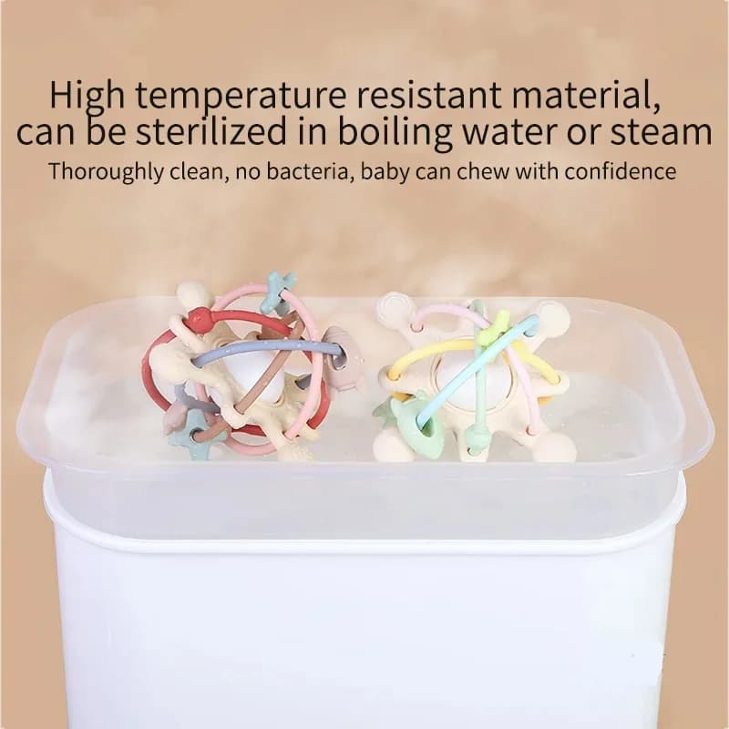 لعبة راتل وعضاضة حسية على شكل جرس من السيليكون، كرة مونتيسوري للأطفال حديثي الولادة حتى 36 شهرًا، هدية تطويرية - 5