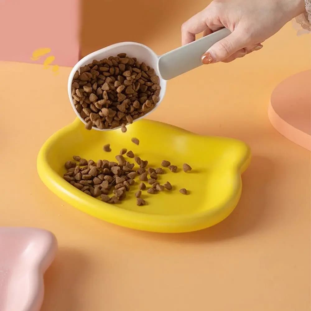 Cute Cat Shape Cat Bowl Plastic Anti-Fall Flip Cat Food Bowl Non-slip Pet Food Dish Pet Feeding - 4