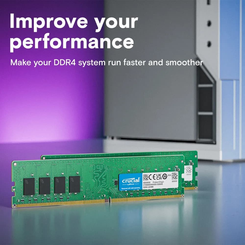 Crucial DDR4 RAM 4/8/16/32GB 2133/2400/2666/3200Mhz Desktop Memory UDIMM 288-Pin Compatible with Intel and AMD Ryzen - 2