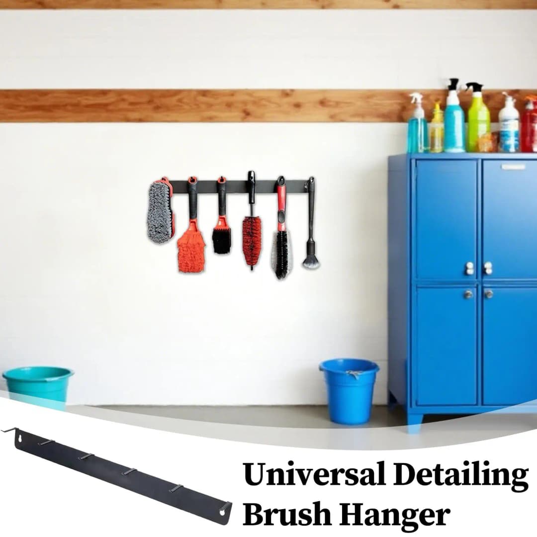 شماعة فرشاة تفصيل من الفولاذ المقاوم للصدأ مع 6 خطافات تنظيم، منظم تفصيل سيارات مثبت على الحائط للمنزل أو الورشة أو المرآب - 6