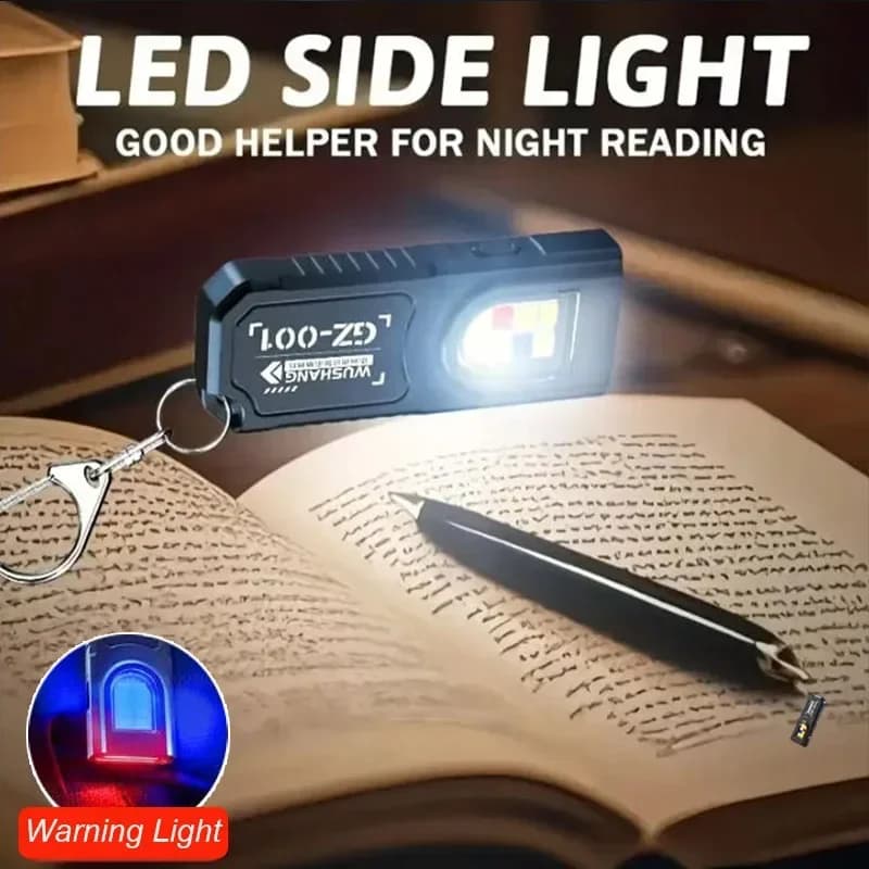 Powerful Mini COB LED Keychain Flashlight USB C Rechargeable Hanging Work Light Waterproof Keyring Camping Walking Pocket Lamp - 6