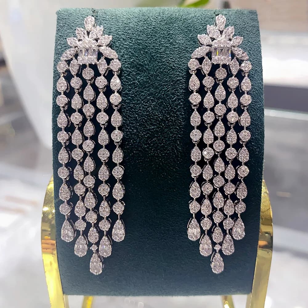 أقراط على شكل فيونكة فاخرة وعصرية من جودكي 2025 للنساء، أقراط مرصعة بالزركونيوم المكعب بالكامل، مجوهرات عصرية - 3