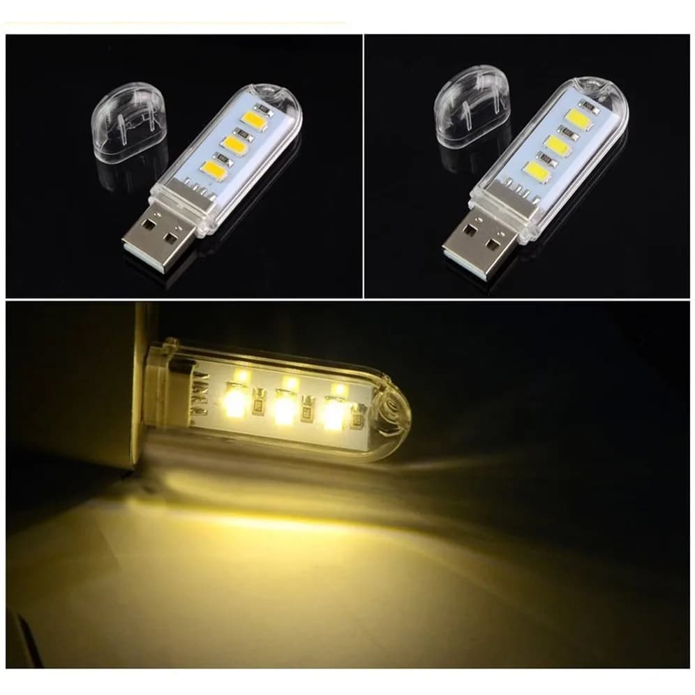 1 قطعة 3 LED USB 5 فولت مصباح ليد المحمولة فائقة السطوع كمبيوتر صغير LED مصباح كتاب مصباح USB شاحن الطاقة القراءة ضوء أبيض دافئ - 6