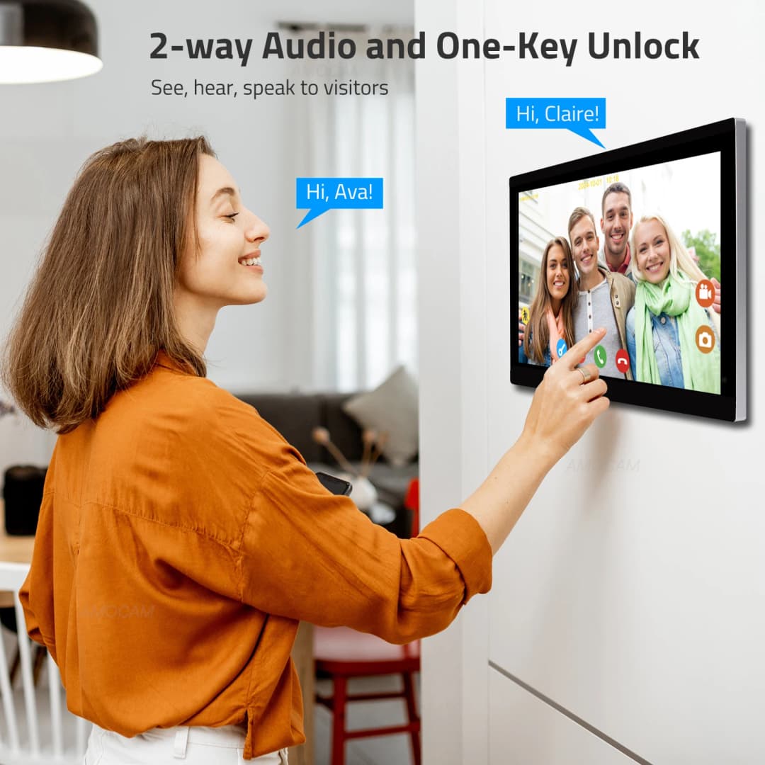 نظام إنتركوم فيديو رقمي سلكي 2 سلك شاشة 7 / 10.1 بوصة لاسلكية WIFI بدقة 1080P كاميرا باب فيديو جرس باب بفتح عبر Tuya - 3