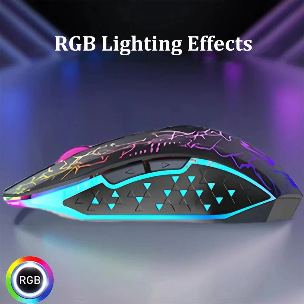 ماوس لاسلكي بلوتوث 5.2 ماوس ألعاب RGB ماوس صامت ماوس قابل لإعادة الشحن 800-1200-1600 DPI ماوس للكمبيوتر المحمول ماك بوك - 3