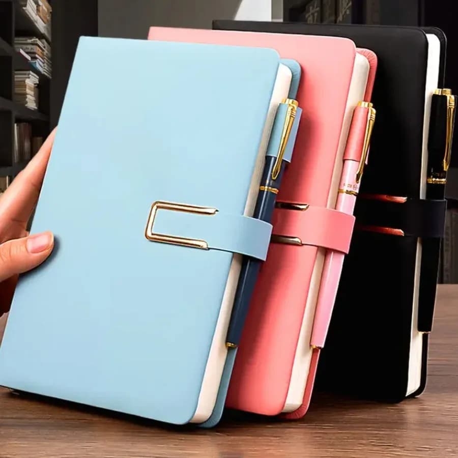 Custom Name A5 Retro Notebook Soft Leather Cover 200 Pages Agenda for Students Trendy Business Office School Stationery Supplies - 2