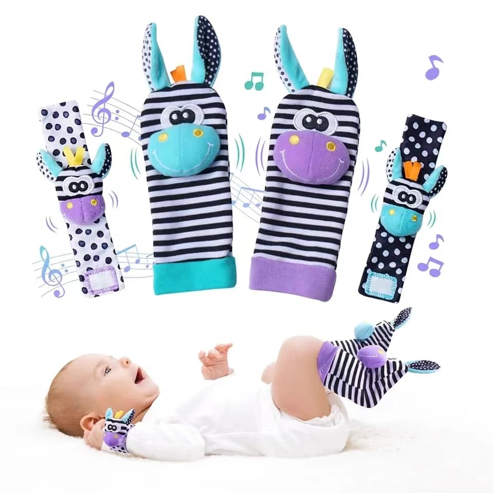 Baby Infant Wrist Rattle Socks Toys 0-12 Month Girl Boy Learning Toy Early Educational Development Cute Toddlers Sensory Gifts - 2