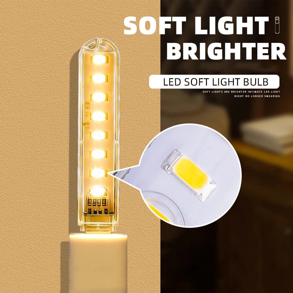 Portable Mini USB Night Light LED Ultra Bright Reading Book Table Desk Lamp Flashlight For Power Bank Laptop Camping Lighting - 2
