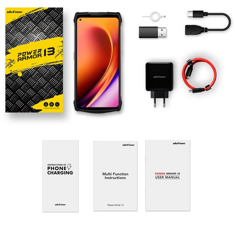 هاتف Ulefone Power Armor 13 المتين 13200 مللي أمبير أندرويد هاتف مقاوم للماء 6.81 بوصة FHD هاتف محمول إصدار عالمي - 6