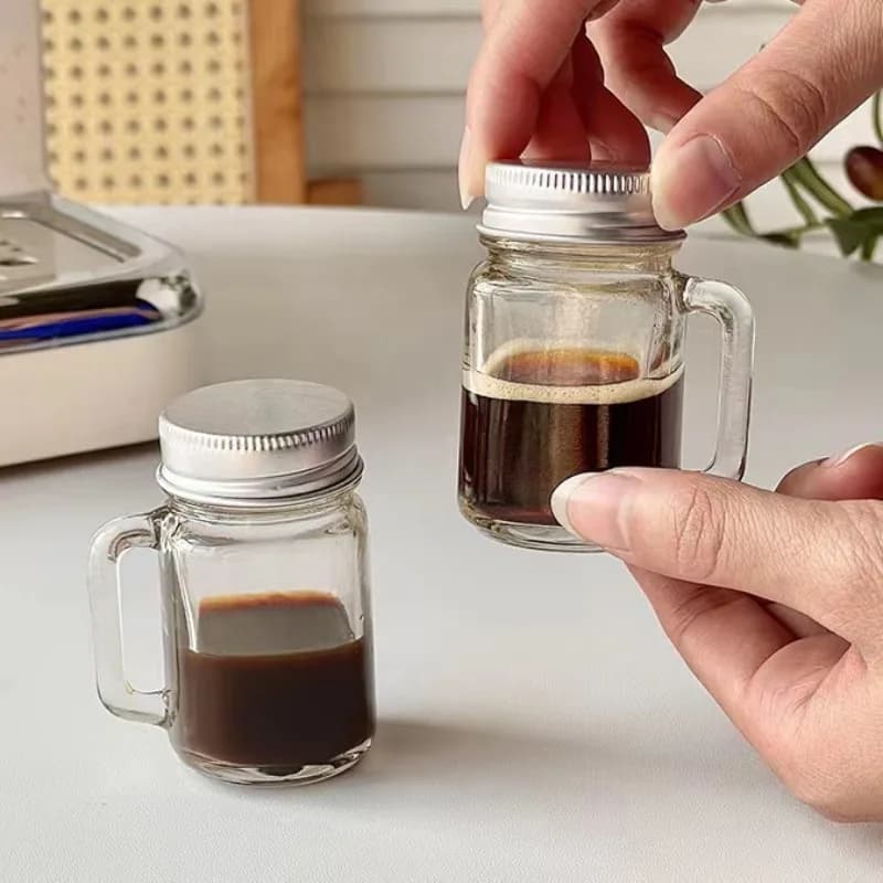 2/4/6Pcs 35ml Mini Glass Sealed Bottle for Jam Honey Coffee Concentrate Milk Juice Leakproof Bottle with Lid Portable Empty Jar - 2
