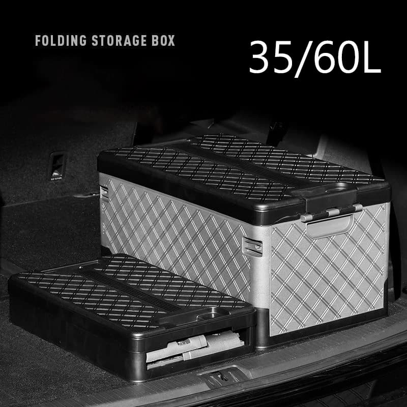 صندوق صندوق سيارة سعة 35/60 لتر، منظم سيارة، صندوق تخزين محمول للتخييم الخارجي، صندوق صندوق سيارة قابل للطي، ملحقات منظم داخلي للسيارة - 2