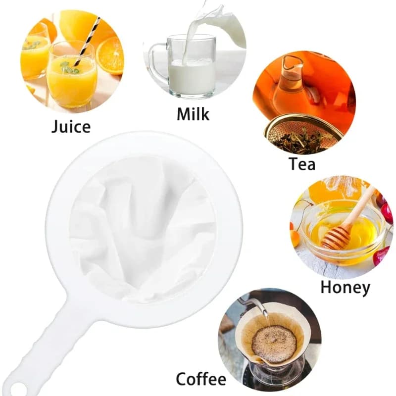 100/200/400 Mesh Washable Nylon Ultra Fine Filter Mesh Strainer Spoon Sieve Soy Milk Juice Coffee Tea Filter Kitchen Colander - 6
