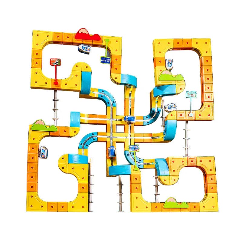 حار بيع المغناطيسي سيارة الجذعية سباق السيارات السكك الحديدية مجموعة مونتيسوري بمحركات القطار والجاذبية لعبة المتاهة التعليمية هدية للأطفال - 6