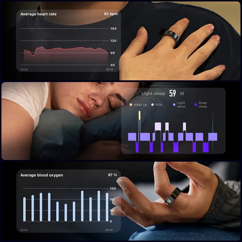 خاتم كولمي R12 الذكي الجديد، شحن لاسلكي، شاشة ولمس، إدارة الصحة، أوضاع متعددة الرياضات للرجال والنساء، ذهبي، فضي - 3