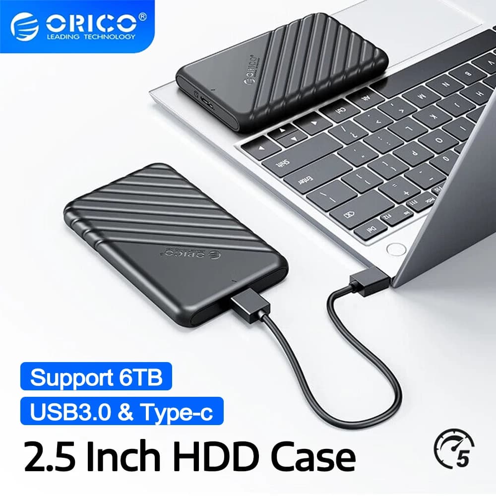 علبة ORICO لقرص صلب 2.5 بوصة، غطاء HDD مع منفذ USB Type C وSATA بسرعة 5 جيجابت/ثانية، لقرص SSD وHDD بسماكة 9.5 ملم و7 ملم، علبة قرص صلب خارجي للكمبيوتر