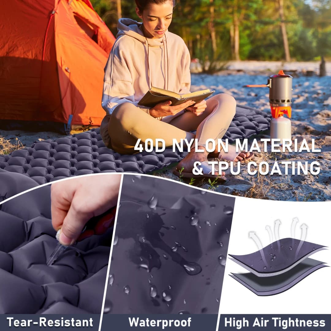 PACOONE Camping Press-type Inflatable Mattress Moisture Waterproof Outdoor Sleeping Pad Bed Beach Air Mat Tent Travel Cushion - 5