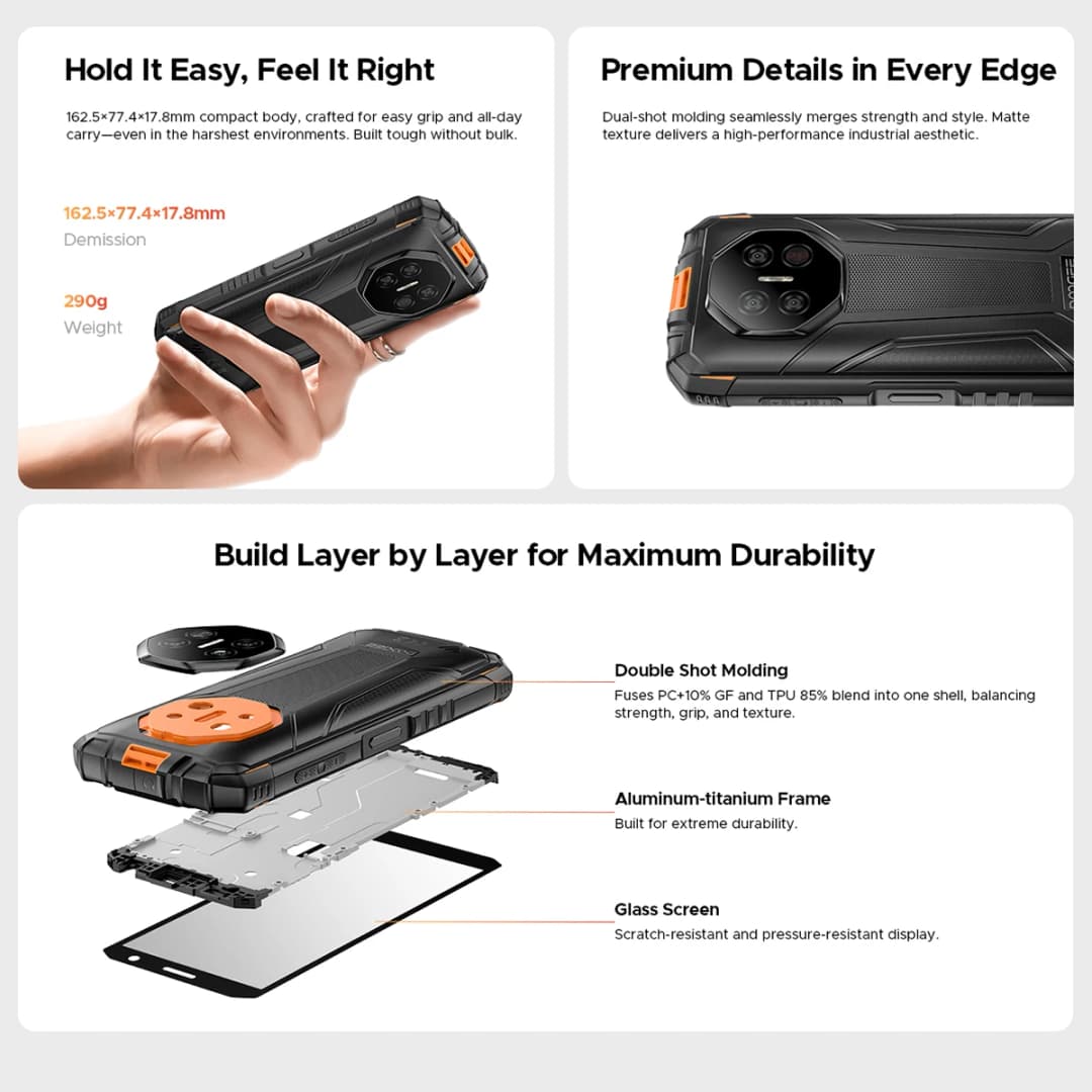 العرض العالمي الأول لهاتف DOOGEE Fire 3 المتين للغاية شاشة 5.5 بوصة HD 6 جيجابايت 256 جيجابايت هاتف محمول 8350mAh أندرويد 15 NFC - 2