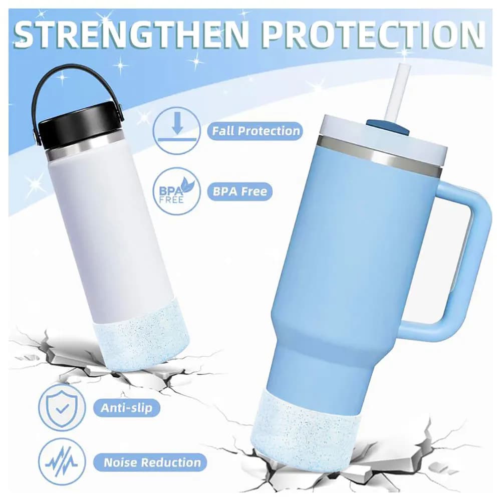 غطاء سيليكون براق 7.5 سم لكؤوس ستانلي 40/30 أوقية، غطاء سفلي مضاد للانزلاق، كم سيليكون 75 مم لأغطية زجاجات المياه - 3