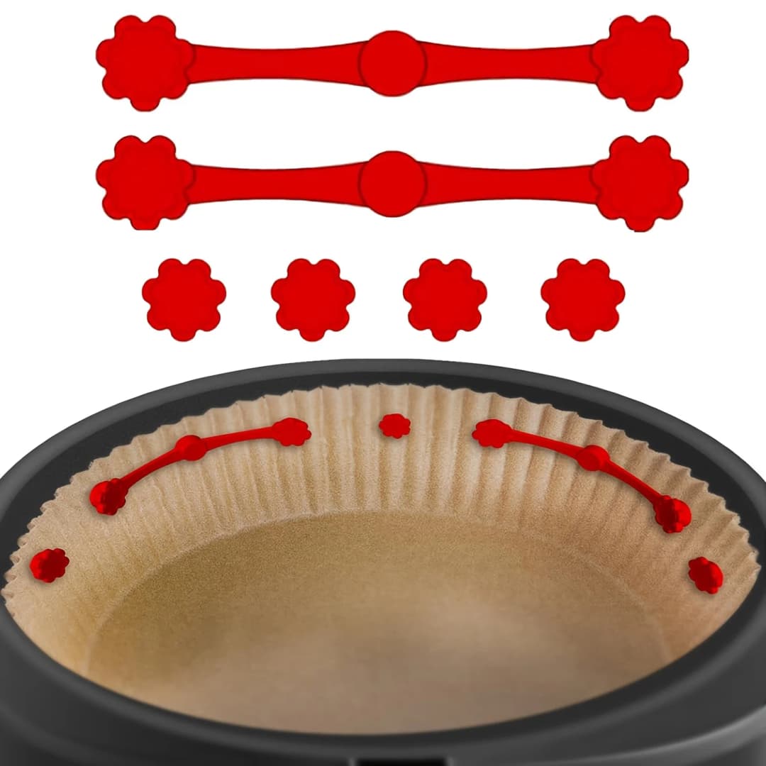 1/2 مجموعة مشبك سيليكون مغناطيسي لفرن الهواء الساخن لتثبيت ورق الزبدة قفل بطانات يمكن التخلص منها لمنع احتراق الورق